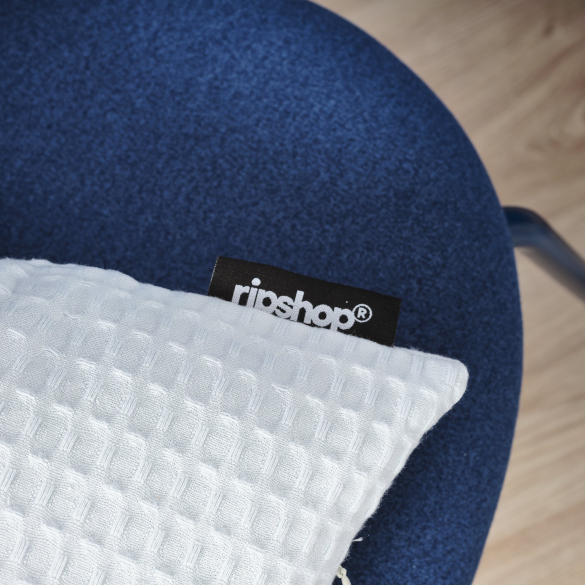 Funda de cojín Waffle 100% algodón Blue Illusion